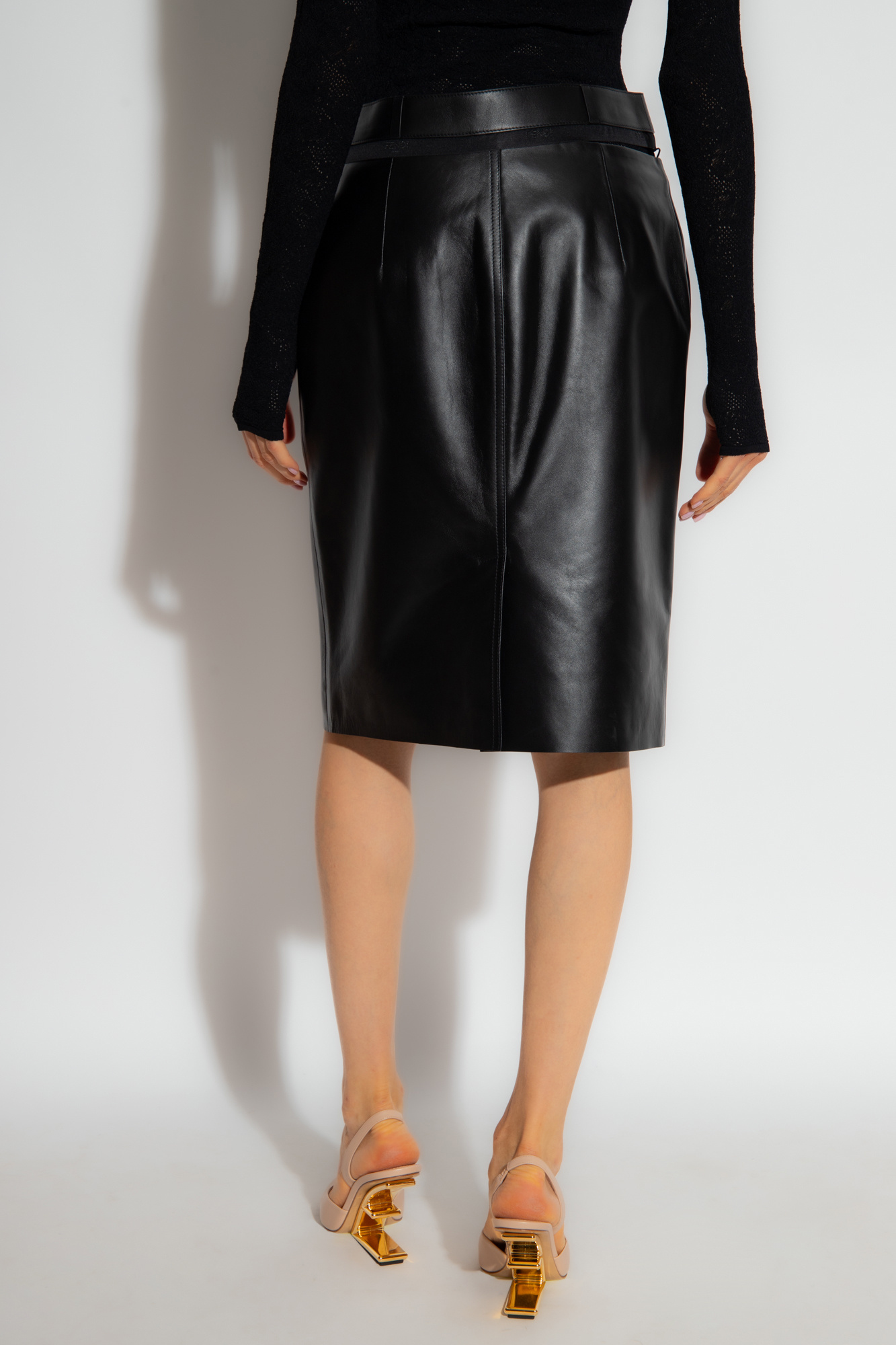 Fendi sale leather skirt